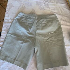 Tan Bermuda Shorts with Flat Front Design